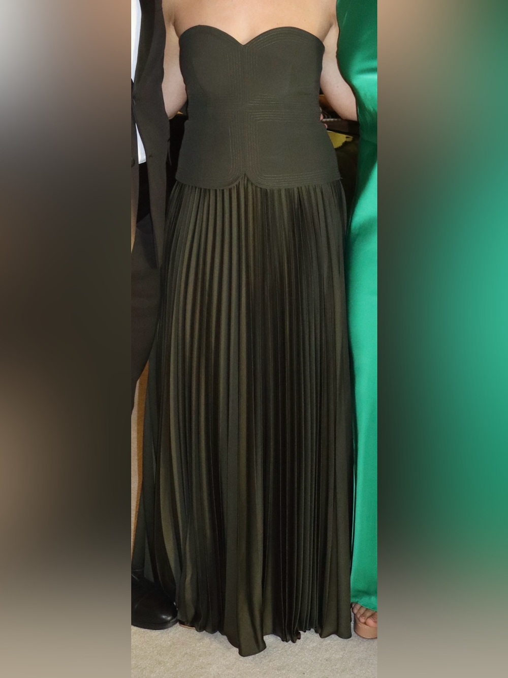 ANTONIO MELANI Black Strapless Pleated Dress